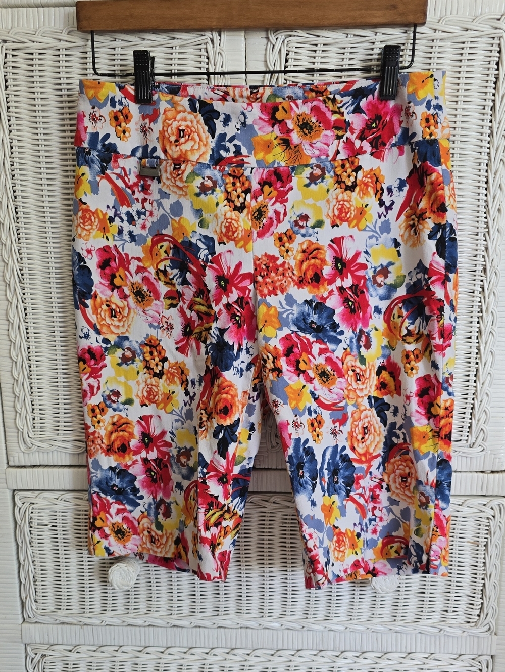 Peck & Peck Floral Cropped Pants — Pink, Yellow, Navy, Cream